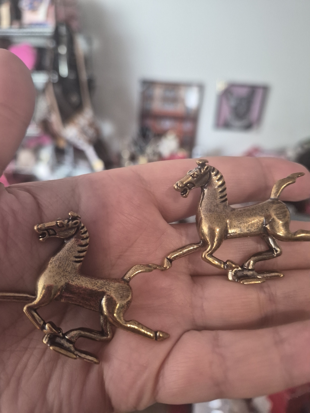 Brass Finish Horse Sculpture Pair - Home Art Décor